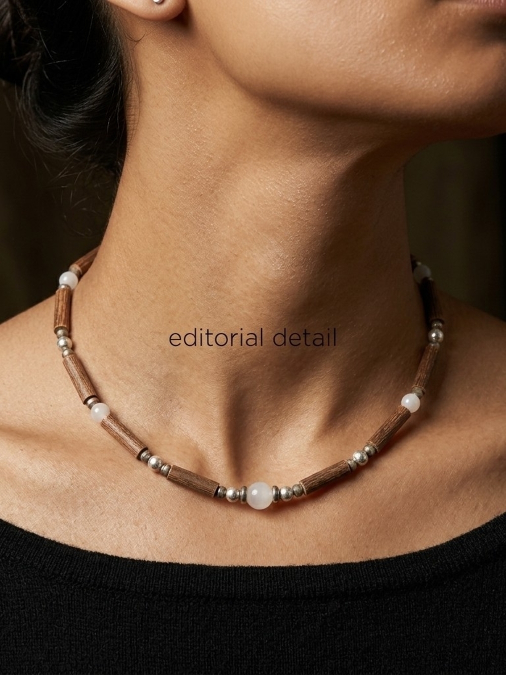 Hazelwood Therapeutic Health Necklace 8” Cream Silver Brown Beads Mint Condition